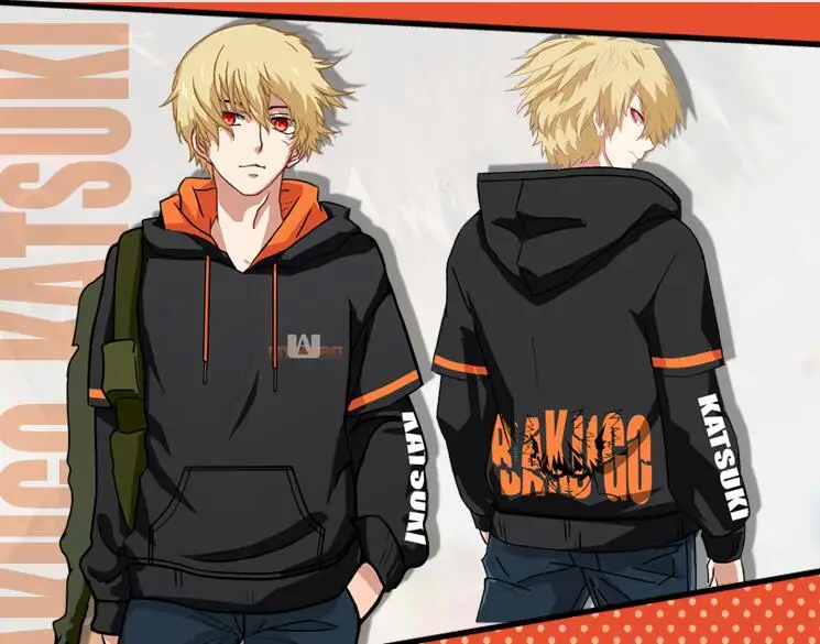 Anime My Hero Academia Katsuki Bakugo Cosplay Costume Women Men Cotton Hoodie Fake Two Piece - Цвет: Katsuki Bakugo