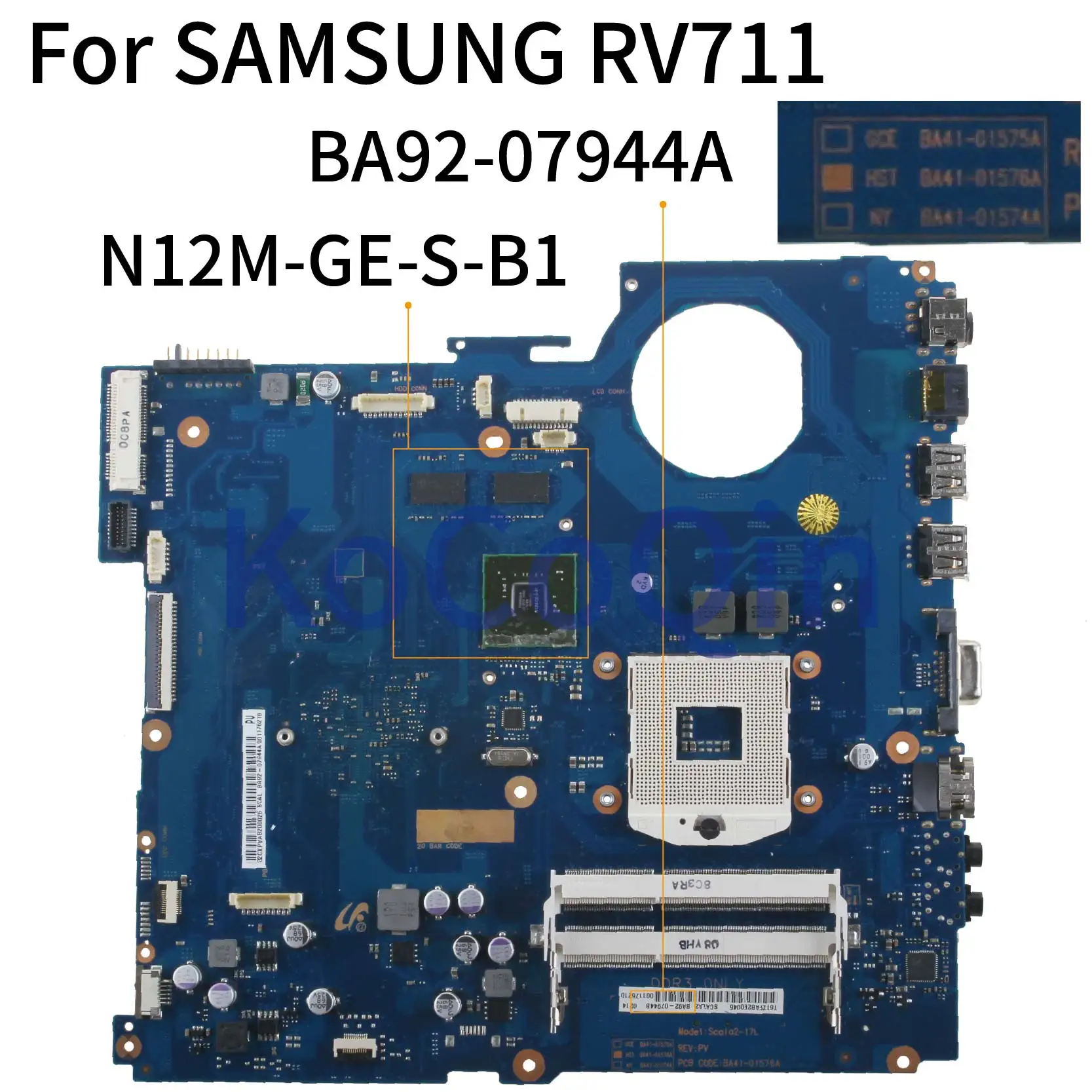 Kocoqin-placa-mãe para Laptop Samsung Modelo Rv411 Rv511 Rv711 Ba4101576a Ba92-07944a N12m-ge-s-b1 Hm55 - Imagem 2