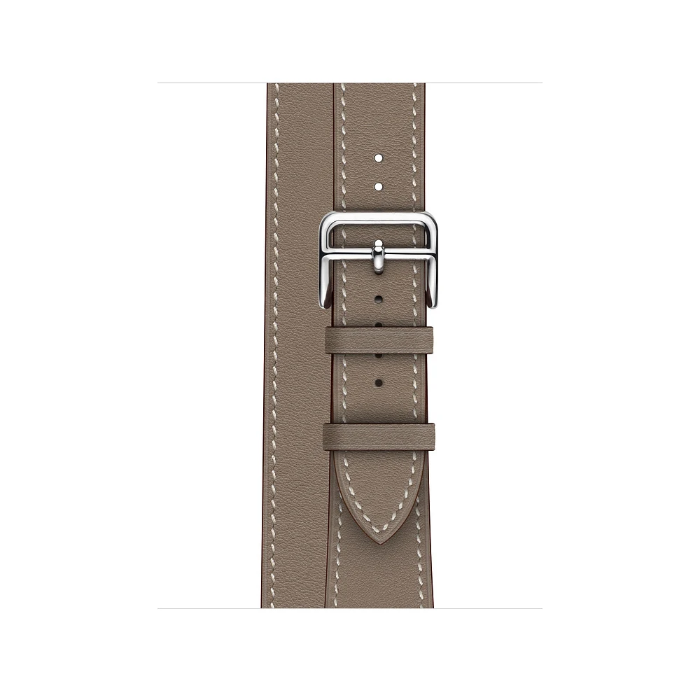 Grey URVOI Double tour band для apple watch series 5 4 3 2 ремешок для iwatch ремень высокое качество мягкая натуральная кожа петля обертывания 38 42 мм - Цвет ремешка: Grey