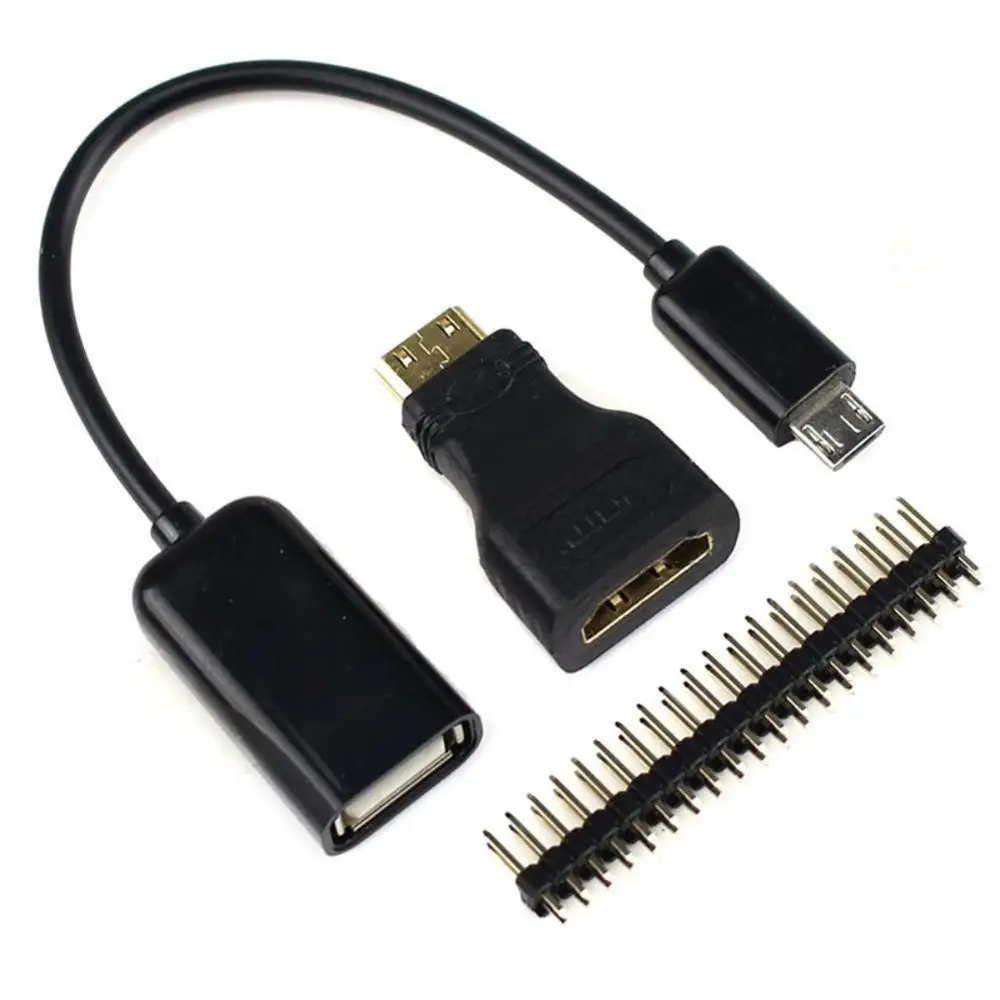 1 комплект удобный 3 в для Raspberry Pi Zero Kit Mini HDMI к адаптер + Micro USB GPIO заголовок|Кабели