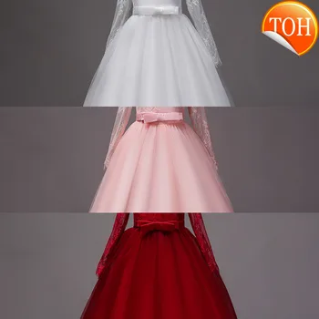 

Girls Kids Wedding Flower Girl Dress Princess Party Pageant Dresses Long Sleeves Long White Dresses vestido longo 5-14T Teenage