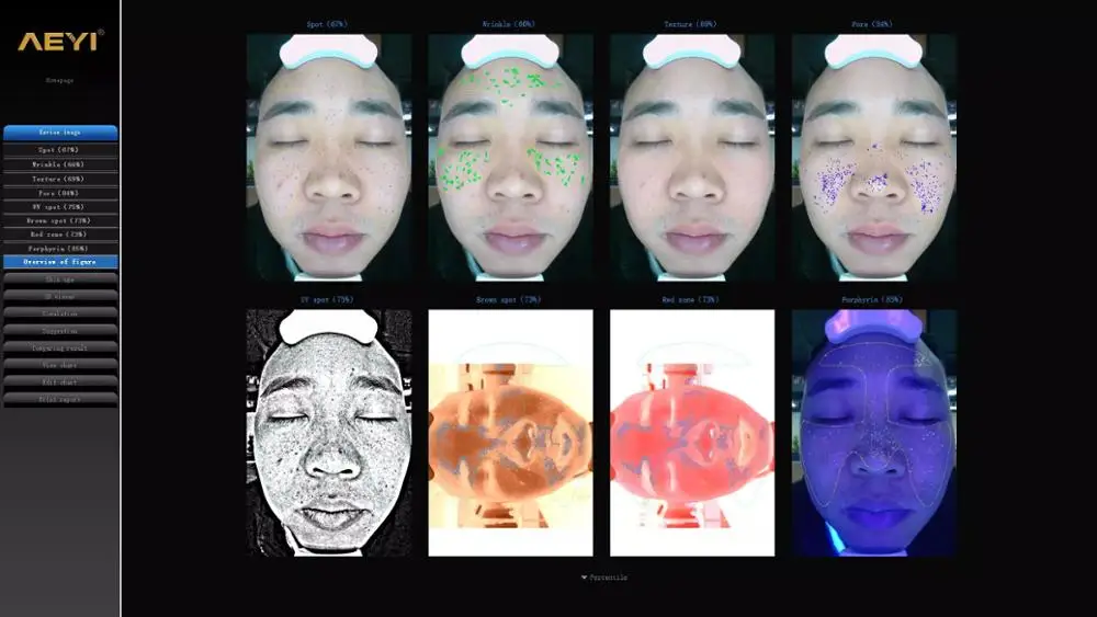  2020 new design Facial Care Tool 3d Facial UV Light Camera Software Skin Analyzer Machine Beauty Sa