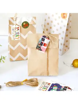 

24 Sets Christmas 1-24 Advent Calendar Kraft Candy Bag with Tags Clips Stickers