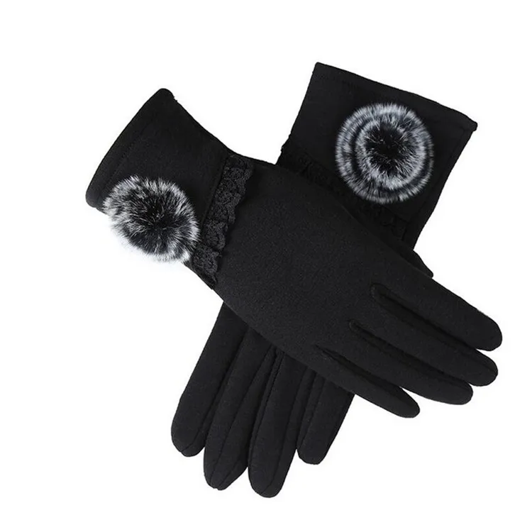 G126 013E Black VIIANLES кашемировые перчатки женские ганты женские перчатки для сенсорного экрана новые женские зимние теплые элегантные кружевные сращивающиеся теплые перчатки - Цвет: G126 013E Black