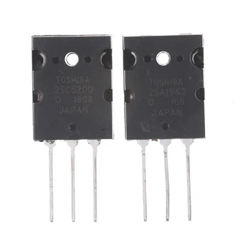 

2PCS 2SA1943 2SC5200 TO-3PL Silicon NPN + PNP Audio Amplifier Transistor Black Hot Sale