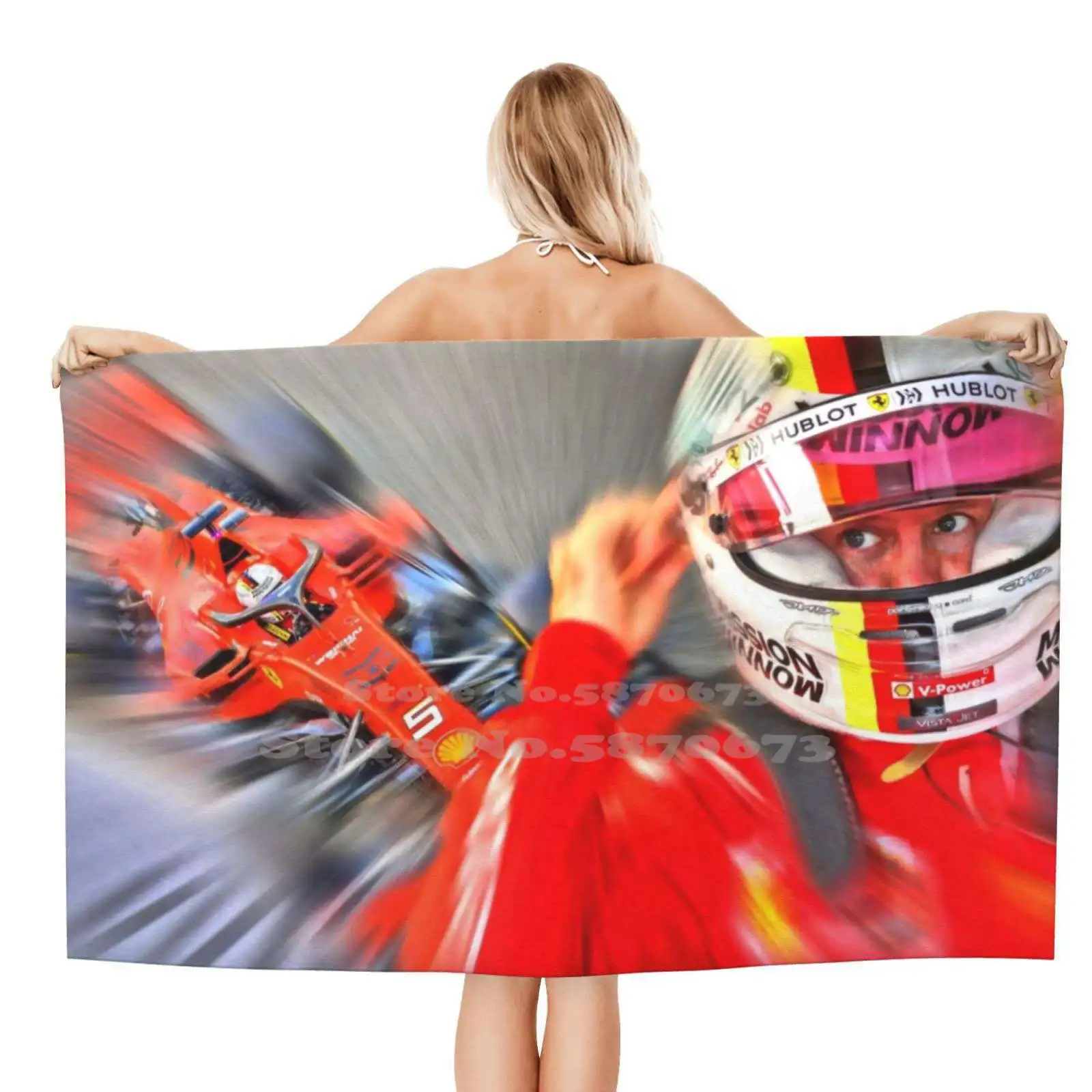 Vetel #5 Asciugamani Da Spiaggia Asciugamani Sportivi Ad Asciugatura Rapida Hag Racing Motorsport Cavallo Ramante Scuderia