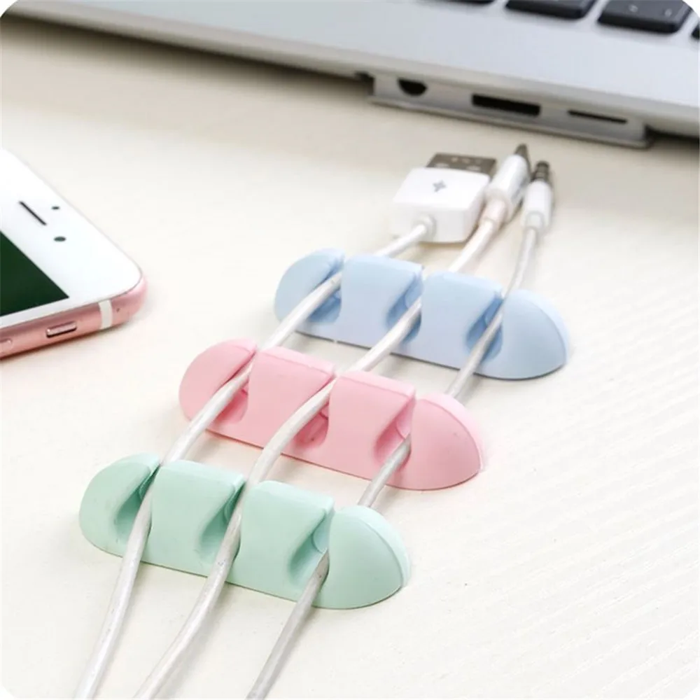 2pcs Adhesive Cable Winder Organizer Desktop Wire Wrapped Cord Earphone Clip