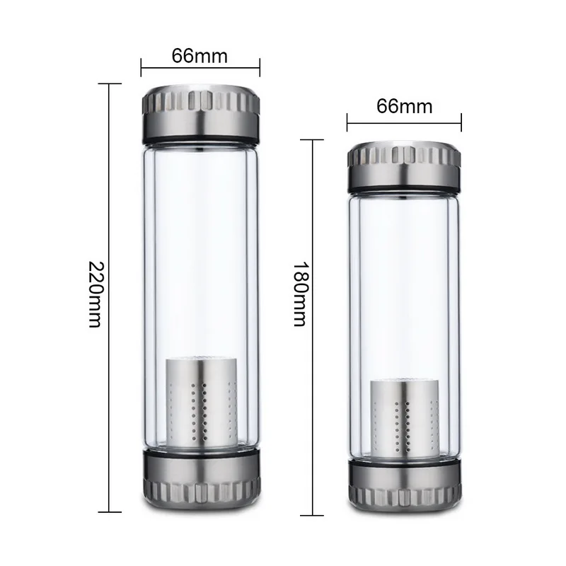 300/400 мл деловая стеклянная бутылка для воды бутылка с фильтром для заварки чая из нержавеющей стали с двойными стенками стеклянный спортивный стакан для воды