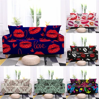 

Lip Print Sofa Cover Tight Wrap Couch Cover Slip-resistant L-style Sectional Corner Sofa Case Armchair Protector Sofa Covers