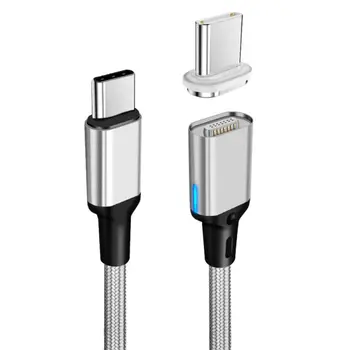 

Hot 5A 60W PD Magnetic USB C Cable Practical Type-C Nylon Quick Charge Detachable LED Cord Portable Charge Data Cable