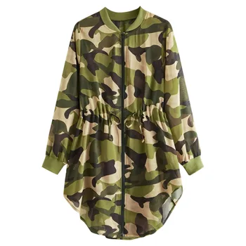 

Women's Sun Protective Coat prevent-UV Camouflage Summer Drawstring Waist Jacket high quality jackets long sleeves Waist down
