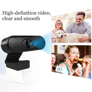 

1080P High-definition Web Camera Adjustable Stable Base Angle with Microphone Wide Compatibility No Driver Video Call for Laptop