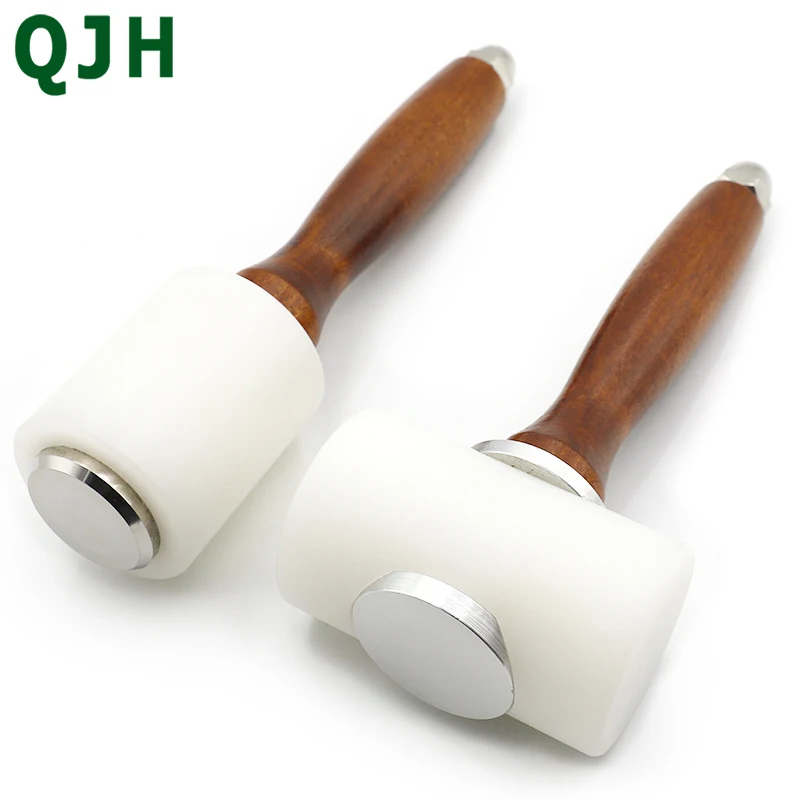 

QJH Professional Leather Carve Hammer Nylon Hammers Mallet Wood Handle For Leathercraft Punch Printing Percussion DIY tool