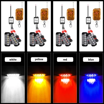 

36W 16LED Car Strobe Flash Truck Dash Emergency Warning Light Wireless Remote Mode Side Light Red/ Blue/ White/ Yellow