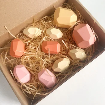 

10Pcs Children's Wooden Colored Stone Building Block Educational Creative Nordic Style Stacking Rainbow Wooden Toy