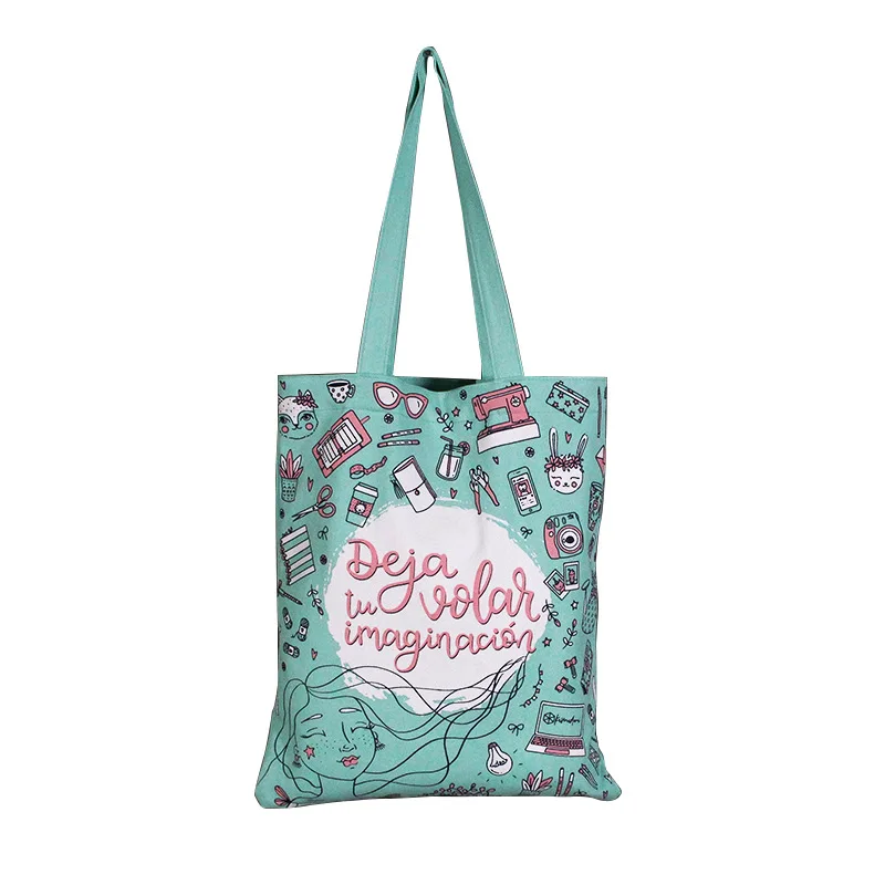 Сумка на плечо с мультяшным принтом простая вместительная из парусины женская