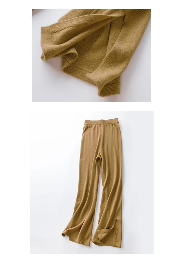 VOGGIN Wool women culottes Wide-leg pants women Merino worsted Knitted wear Loose solid color High Quality Fashion 2020 Autumn