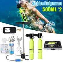 6 em 1 500 мл система Mini Cilindro de Mergulho Scuba Oxigênio Bomba Tanque de Reserva de Ar Caixa de aluminio Mergul