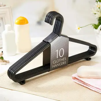 

10Pcs Adult Hangers For Clothes Non-Slip Dry Clothes Hangers Portable Household Clothe Dress Organizer Rack Closet Saver Black