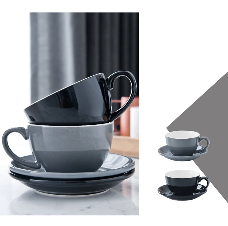 CHANSHOVA Modern Simplicity Ceramic Coffee Mug and Saucer 220ml Porcelain Coffee Cups Set Tea Milk Drinking Utensils H046