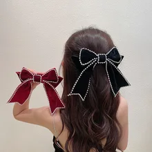 

Korea East Gate Retro Temperament Bow Clip Diamond Inlaid Net Red Simple Fashion Personalized Hair Accessories Hairpin