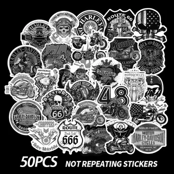 

10/50 PCS Black and White Car Sticker Cool Motorcycle Skateboard Laptop Bumper Sticker Bomb Styling Vinyl Decals