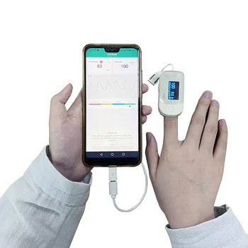 

New Finger Ring Oximeter Blood Oxygen Heart Rate By APP Oximeter Meter For Android Phone Mobile Stand USB Metal Ring Buckle