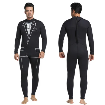

Men's 3mm Neoprene Back Zip Full Wetsuit Scuba Diving Snorkeling Surf Kayak Wakeboarding Tuxedo Style Jumpsuit Black