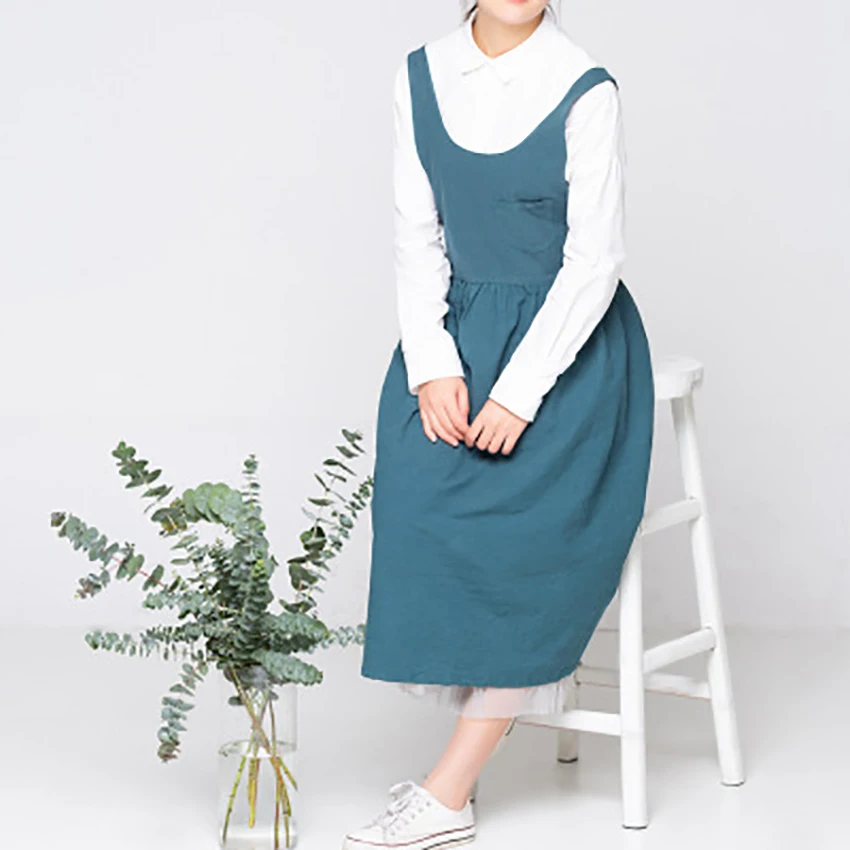 Nordic Pleated Apron Cafe Restaurant Shop Hair Salon Workers Uniforms Cooking Clothes Barber Sleeveless Aprons CUSTOMIZE | Дом и сад