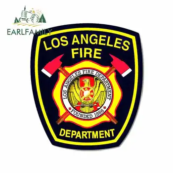 

EARLFAMILY 13cm X 11.3cm For Lafd Los Angeles Fire Department Sticker Decal Pull Flower Occlusion Scratch Suitable For VAN RV