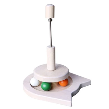 

Pet Interactive Toy Cat Toys Single Layer Wooden Turntable Pet smart Track Matching Color Ball Bell Rocking