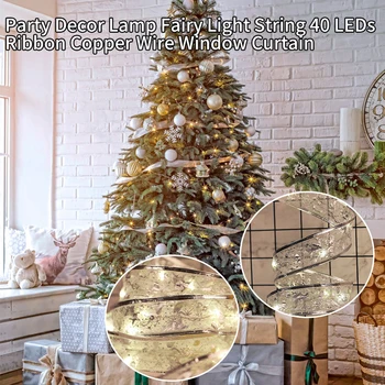

Starry Copper Wire Gift Battery Operated Fairy Party Decor Window Curtain Light String Bedroom Garden Home 40 LEDs Ribbon Lamp