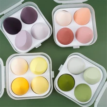 4 adet makyaj Blender kozmetik puf makyaj sünger ile saklama kutusu vakfı pudra sünger güzellik araçları kadınlar aksesuarları