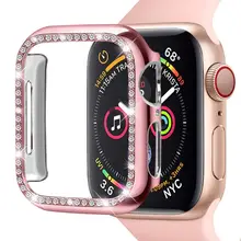 38 мм 42 мм чехол для часов для Apple Watch 40 мм 44 мм PC покрытый женский бампер с искристый Алмазный кристалл для iWatch серии 4 3 2 1