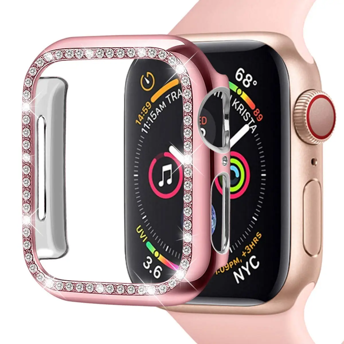 38 мм 42 чехол для часов Apple Watch 40 44 PC покрытый женский бампер с искристый Алмазный