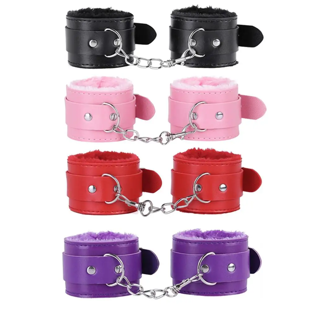 Женский браслет из пушистой кожи пикантный поводок-цепочка со съемными