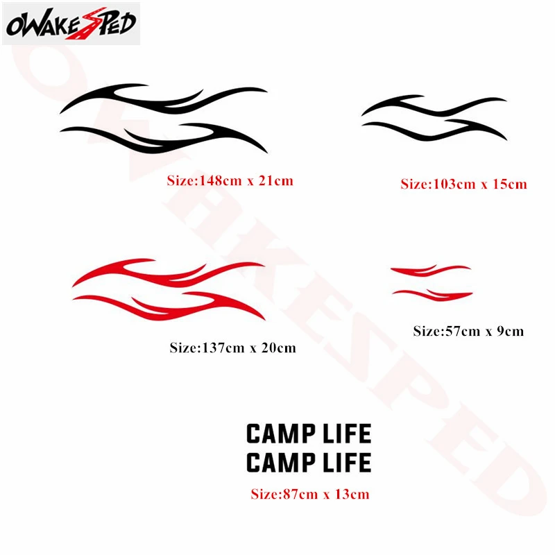 1 компл. Camp Life Стайлинг дом на колесах караван туристический прицеп Camper Van спортивные полосы графика виниловые наклейки для автомобиля украшения кузова наклейка