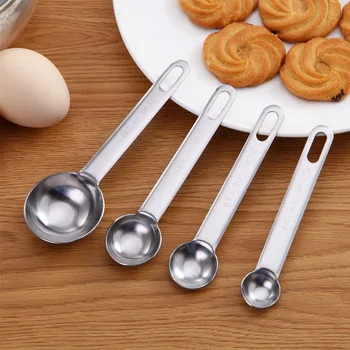

5pcs/set Stainless Steel Measuring Spoons Pouring Spouts & Mirror Polished for Sugar Cake Baking Dry or Liquid Measuring Tools