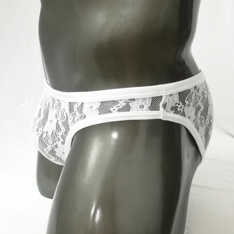 Lace Sexy Men's underwear fishnet Bikini briefs see-through underwear protruding pockets men's see-through underwear 3