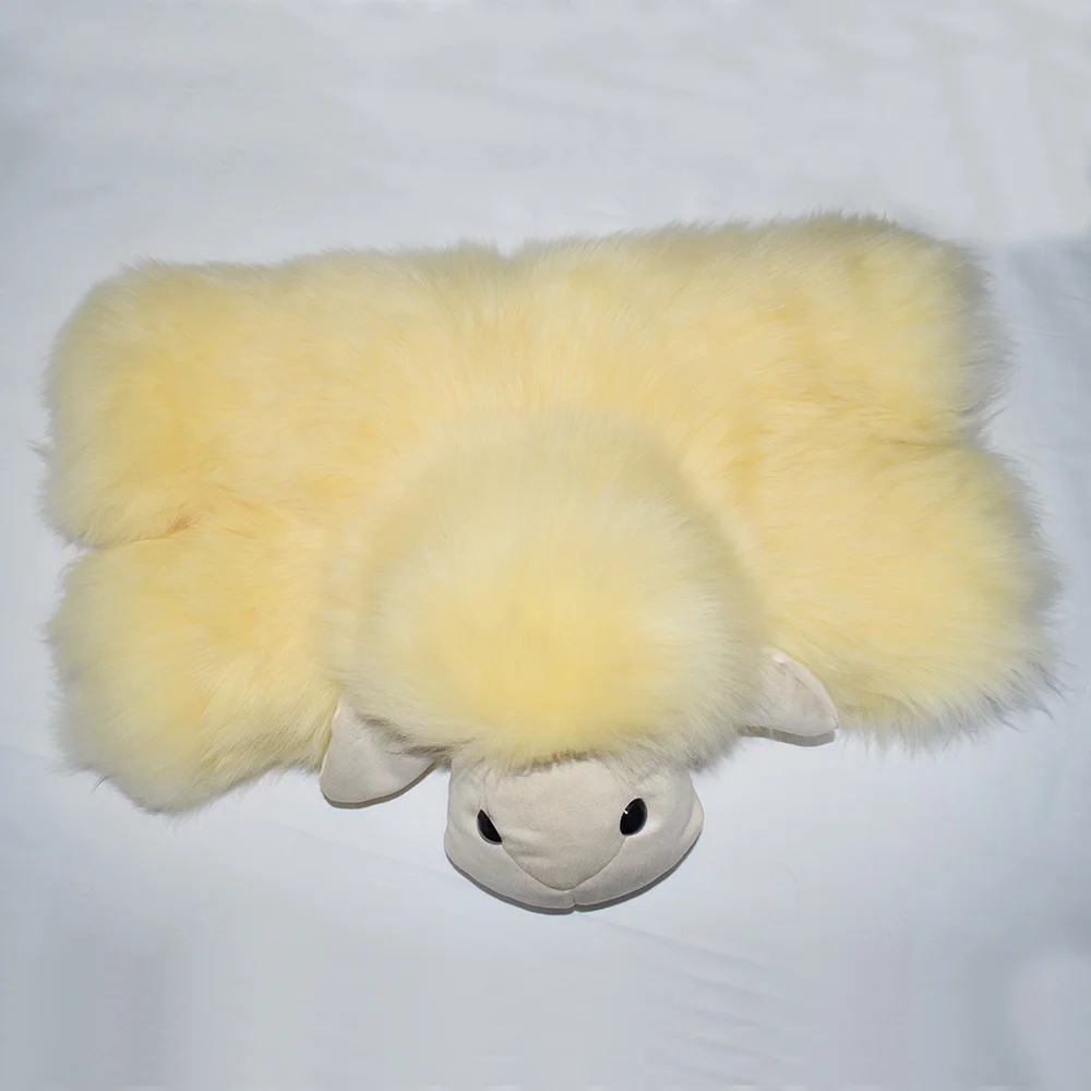 light yellow Подушка из овчины, подушка из натурального меха, милая шерстяная игрушка из натурального меха, украшение для дома, ковер из овчины на заказ - Цвет: light yellow