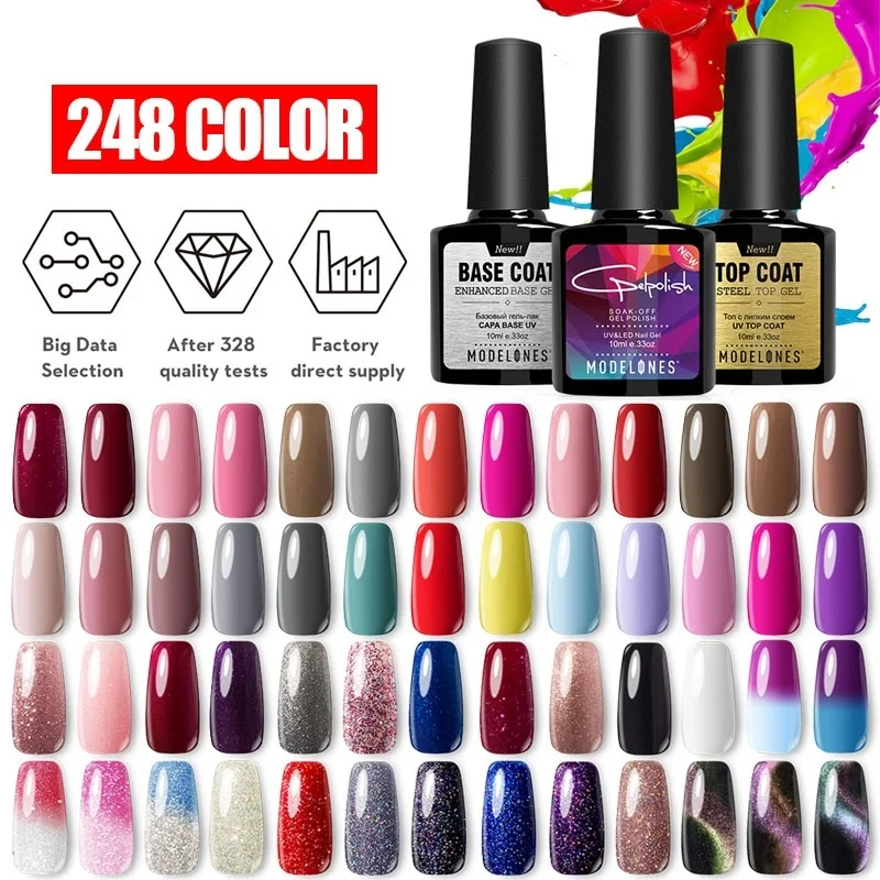 Modelones Гель-лак для ногтей отмачиваемый базовый гель-Хамелеон Для Ногтей Стойкий