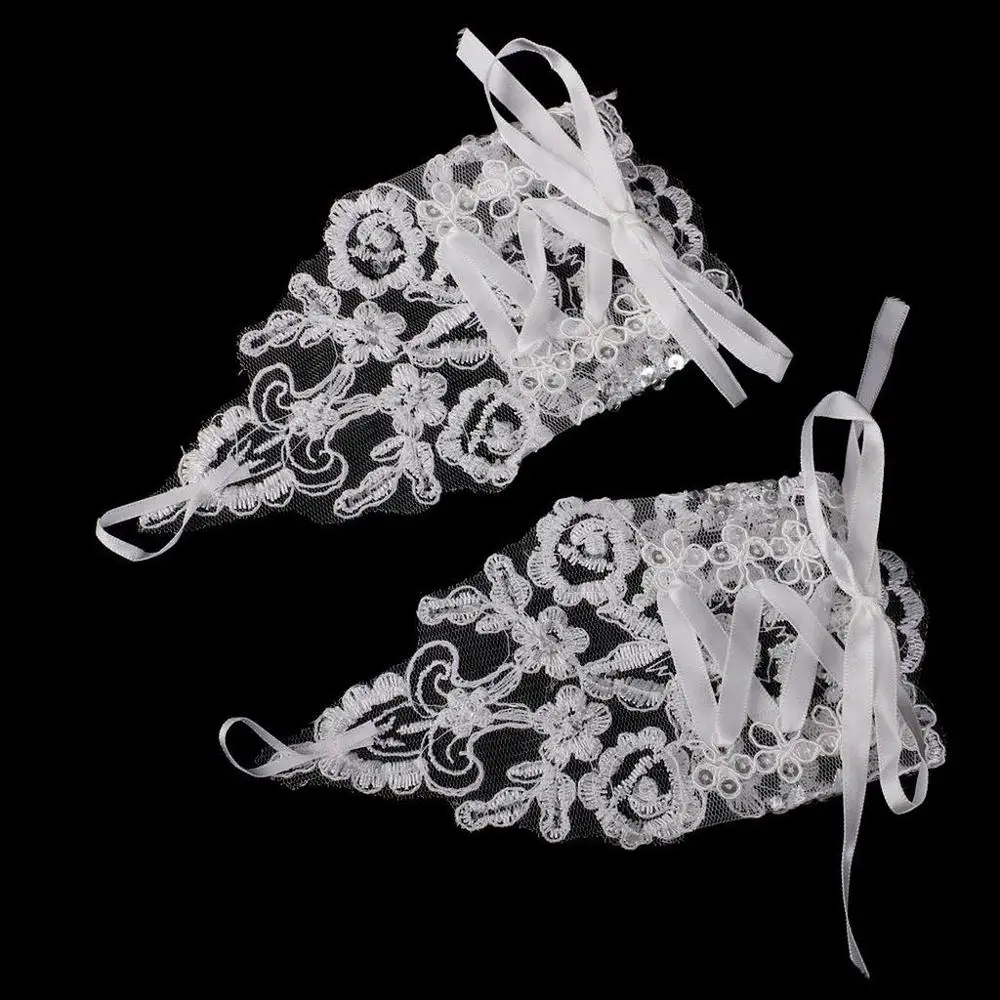 

Evening gloves lace sequins rhinestone bride fingerless wedding women's spring for bridal