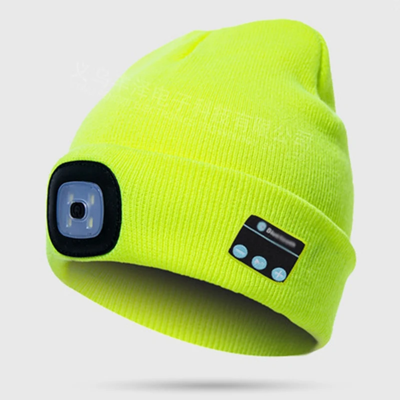 Новая зимняя шапка бини Беспроводная Bluetooth шапка наушники гарнитура с светодиодный светильник Handfree