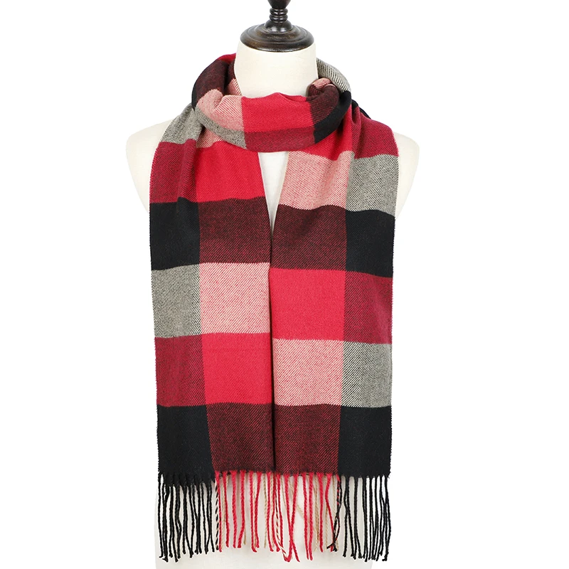 Winter Plaid Scarf Women Foulard Solid Scarves Female Shawls and Wraps New Designer Cashmere Scarfs Luxury Bufandas Hombre - Цвет: Color 6