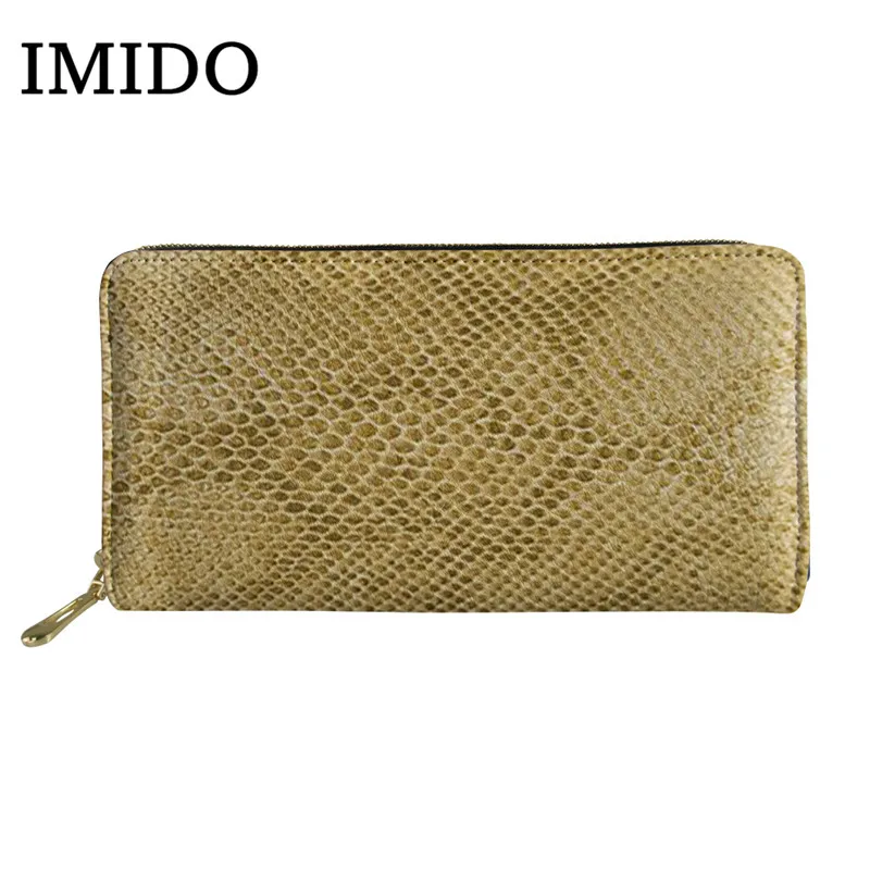 IMIDO 3D печать имитация реалистичной змеиной текстуры узор Portefeuille Femme молния Notecase женский длинный кошелек - Цвет: as picture