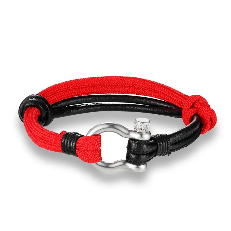 Classic National Flag Bracelets Woven Rope with Leather Survival Bracelet Friendship Gifts Jewelry for women men Lovers Handmade