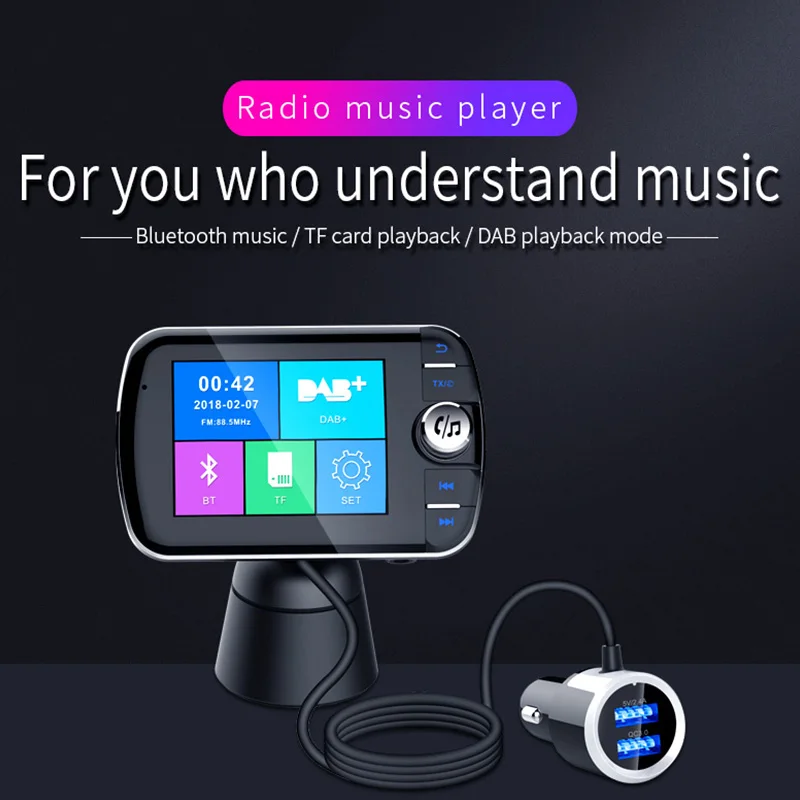 

CDEN Car Color Digital DAB FM Radio Car MP3 Music Player FM Transmitter Bluetooth Receiver Phone Navigation Fast Car Charger