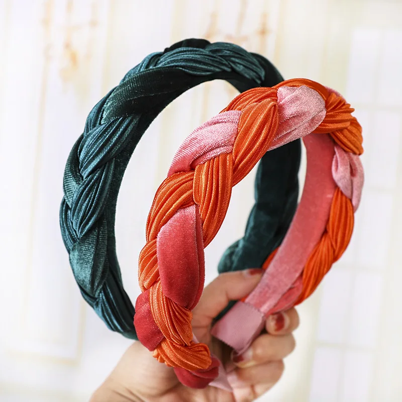 

Twiste Thick Velvet Hairband Solid Color Women Hair Accessories Fashion Wide Head Band Plastic Hair Hoop Headband New