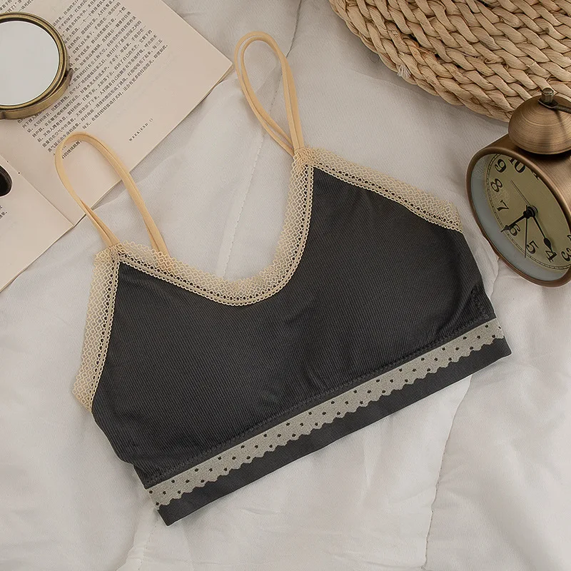 Women's Cotton Underwear Tube Top Bra Sexy Lace Top Women's Sports Underwear Fashion Soft Tahk Up Female Thread Sling Lingerie