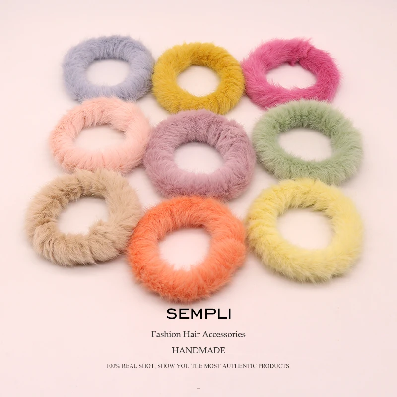 

Sempli 9 Colors Basic Wool gumki do wlosow Elastic Hair Bands For Women's Hair Rubber Bands Girls Hair Accessories Headband